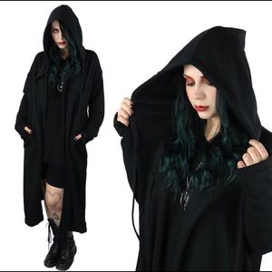 Foxblood Black Witchy Bury a Friend Hoodie Hooded Cardigan Duster Sweater